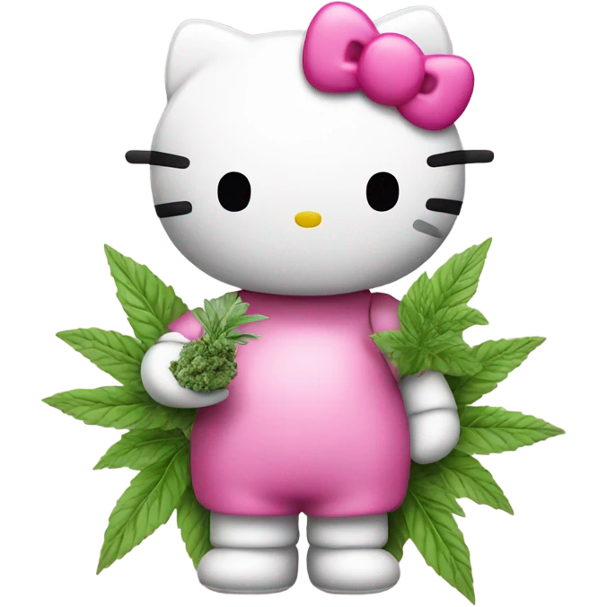 Hello kitty holding Pink herb nug emoji
