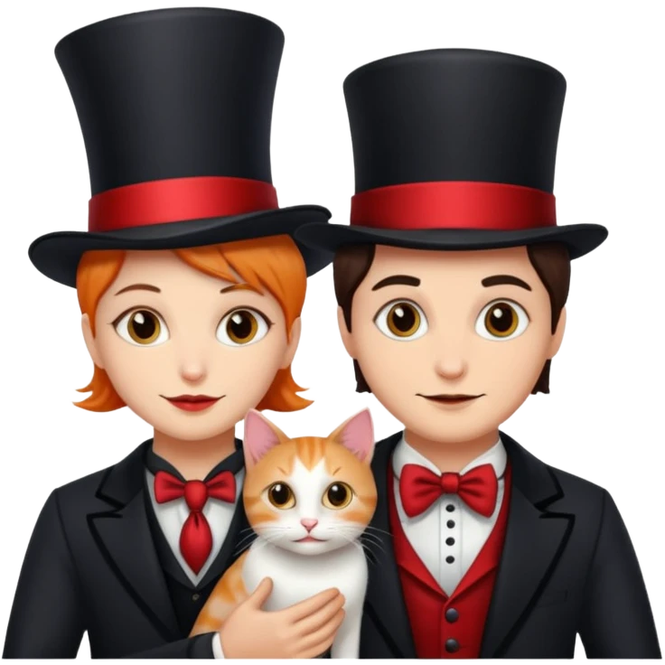 magician couple and their pet cat emoji