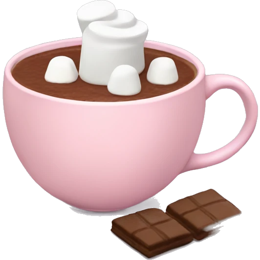Light Pink mug of hot chocolate with marshmallows  emoji