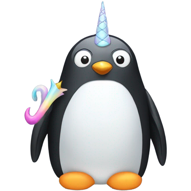 penguin with unicorn horn and a tail emoji