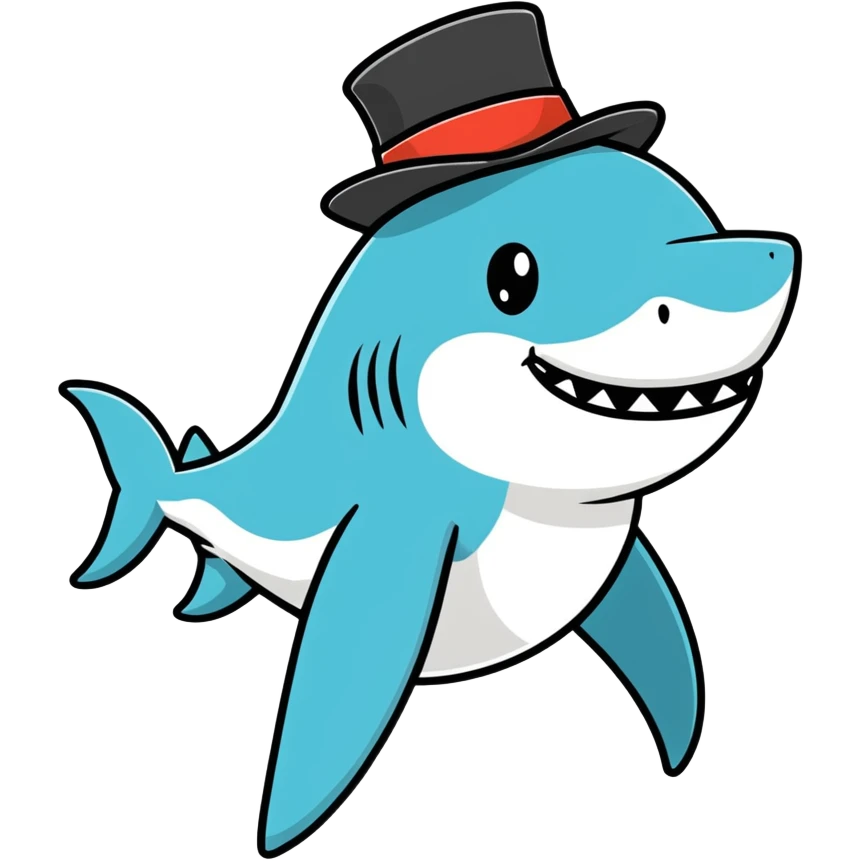 Shark with a top hat emoji