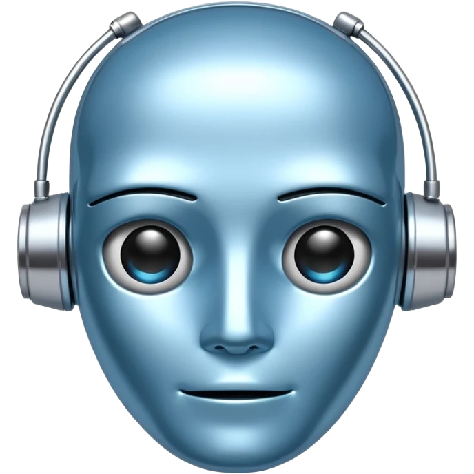 ai agent light blue metalic face bot emoji