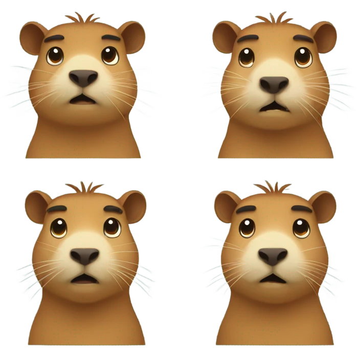 set of emoji with kapibara in diferent mood emoji