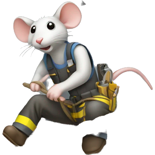 Rat Construction worker hauling rope down from roof emoji