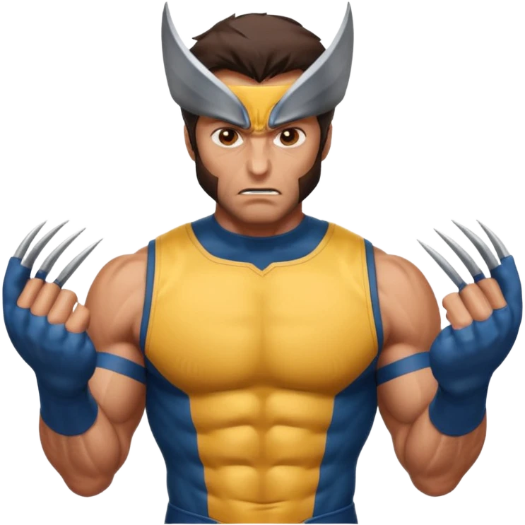 Make a brown-eyed man in a wolverine costume who wonders? emoji