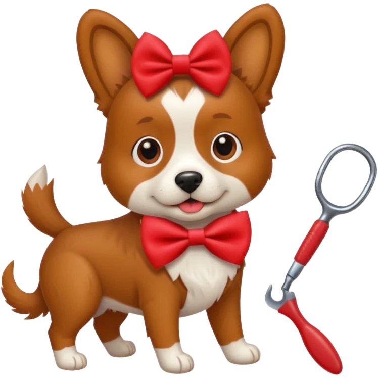 dog, dog bow, toy, grooming tool emoji