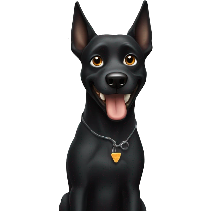 Black dog with pointy eats emoji