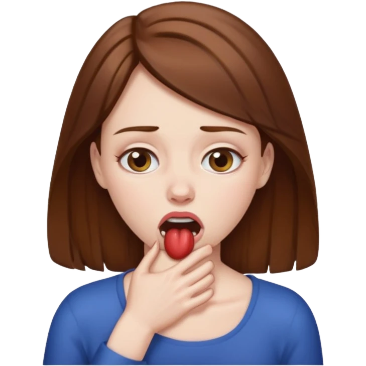 woman with brown hair choking herself out emoji