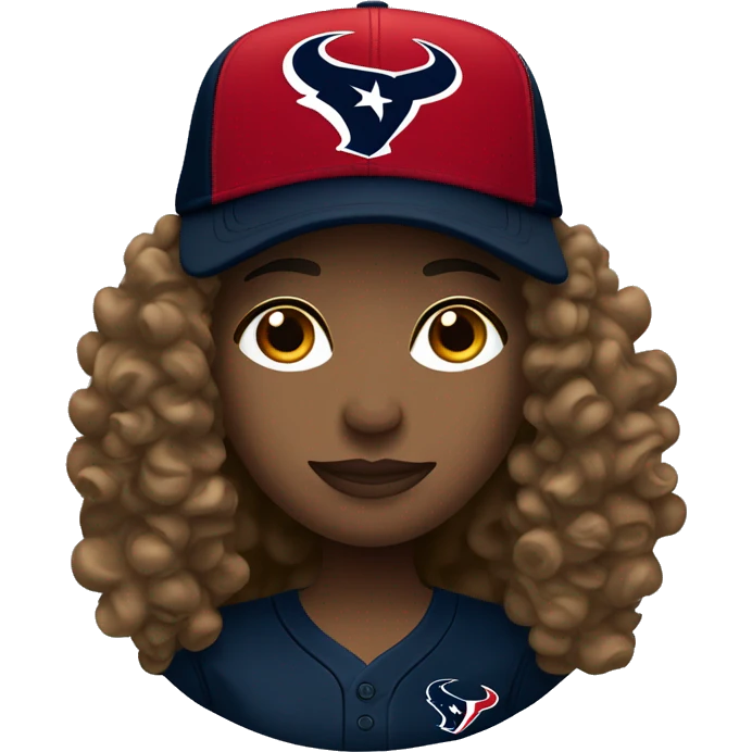 HOUSTON TEXANS baseball hat woman with long curly hair  emoji