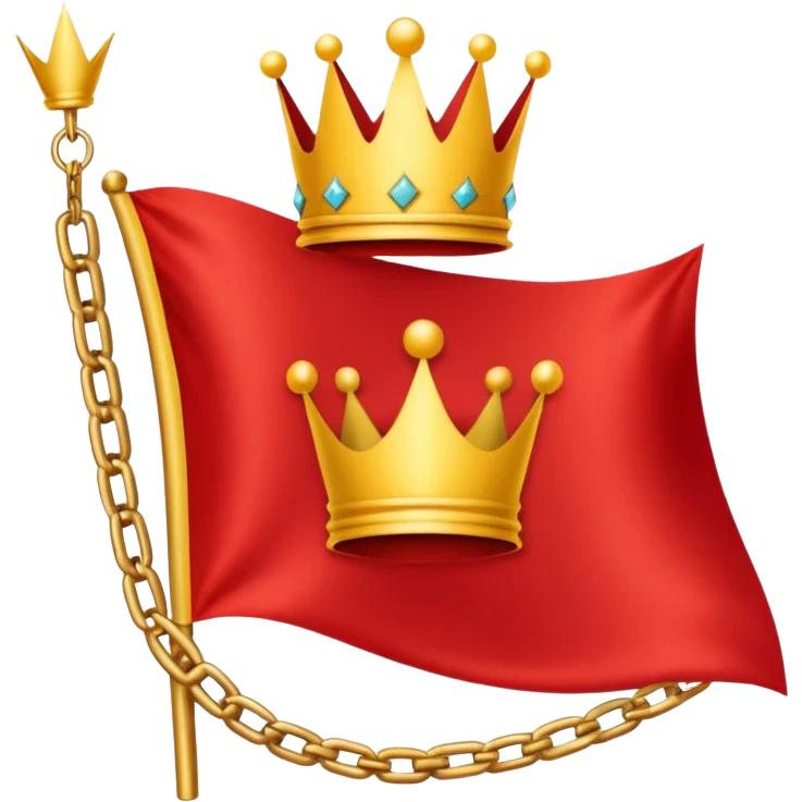 red flag with a crown on  with a yellow square chains inside emoji