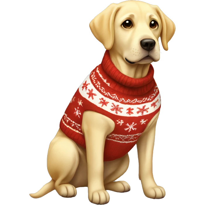 Yellow Labrador with Christmas sweater emoji
