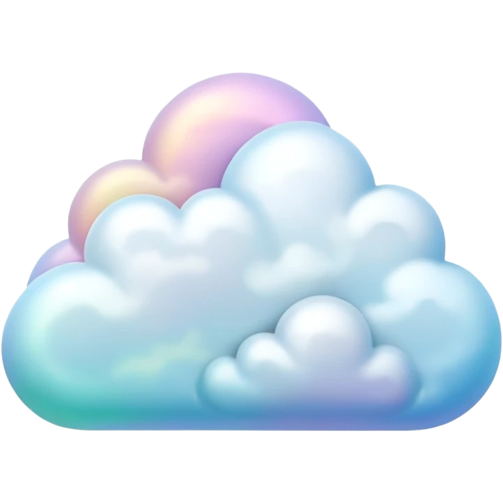 3d rendering, isolated, opalescent pearlescent colored, perfectly shaped, soft fluffy clouds emoji
