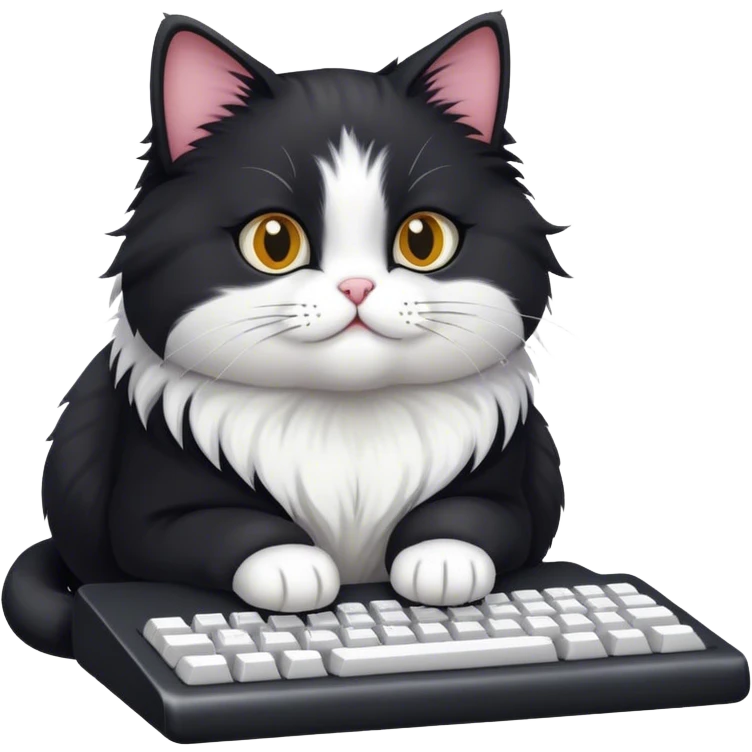 Black and white Cat on a computer  emoji