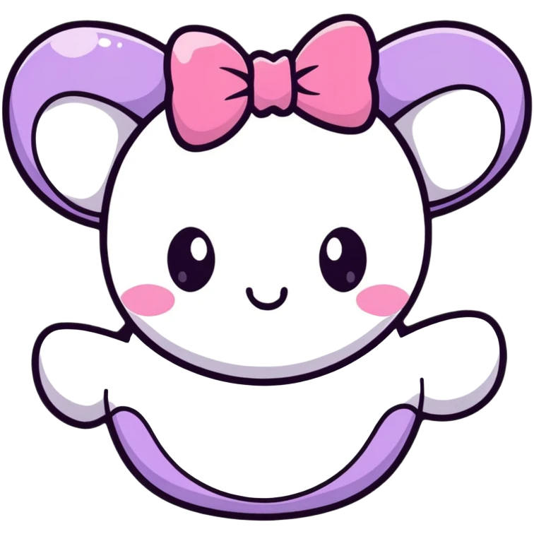 kawaii bow with face and sparkles emoji