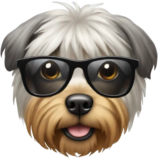 Dog with a wig and sunglasses emoji