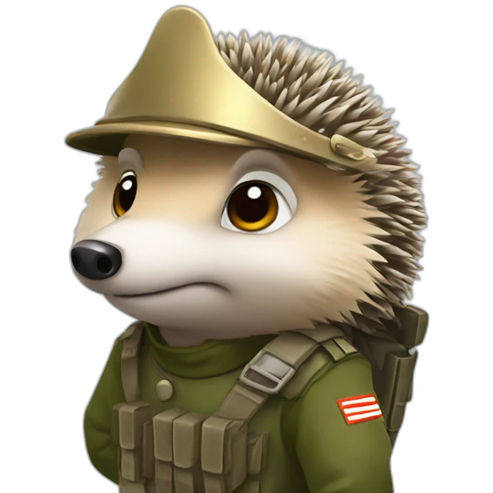 hedgehog as soldier emoji