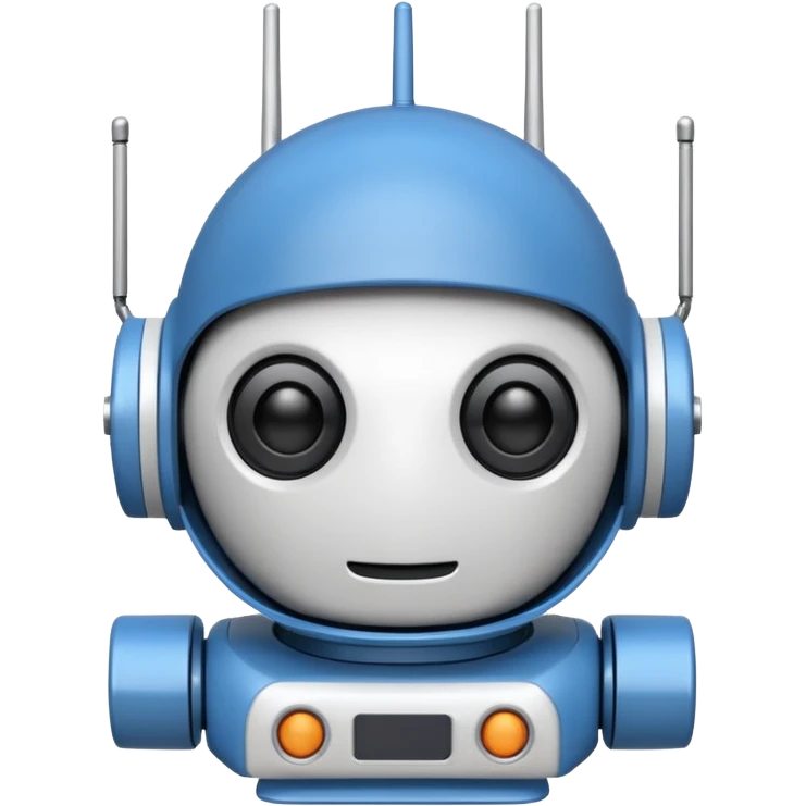 tête de robot cosmonaute bleu et blanc avec une antenne emoji
