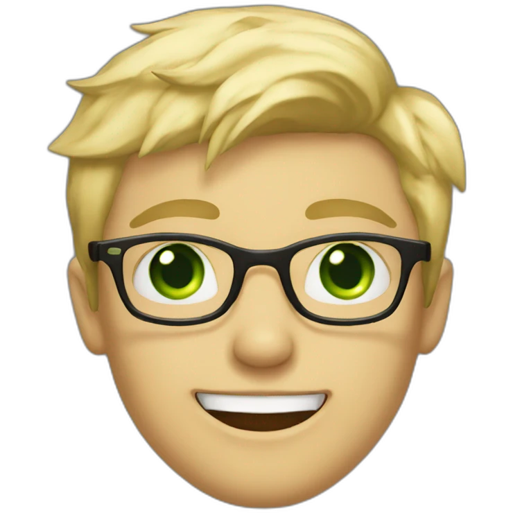 Blondie Boy with glasses and green eyes wink emoji