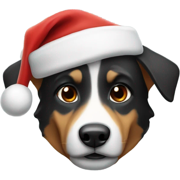 australia shepard with santa hat emoji