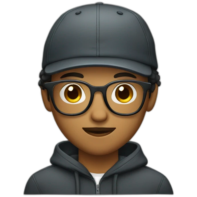 A young man with cap and glasses and and hoodie and mustache  emoji