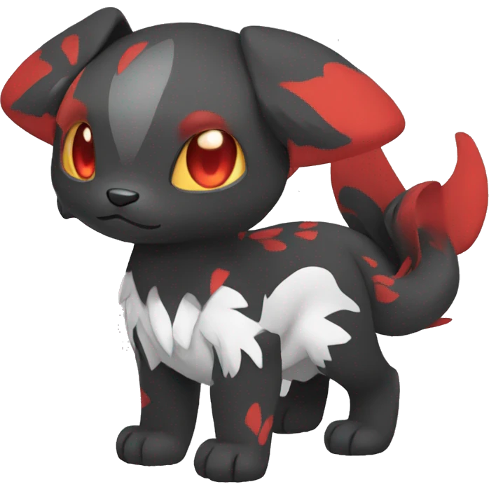 Cute cool black red animal hybrid Fakemon full body emoji