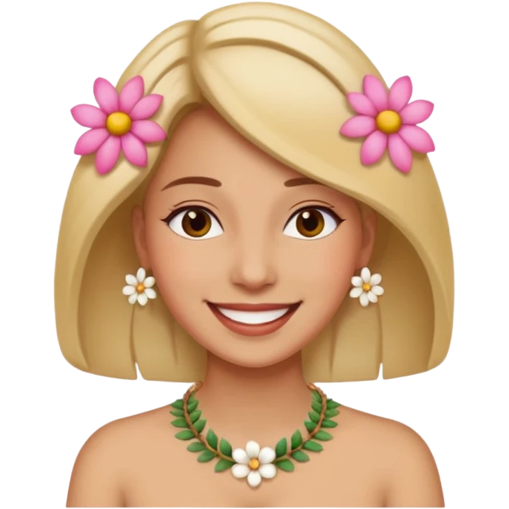 woman with just a flower necklace emoji