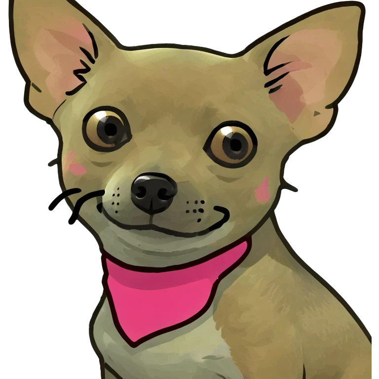 chihuahua with pink emoji
