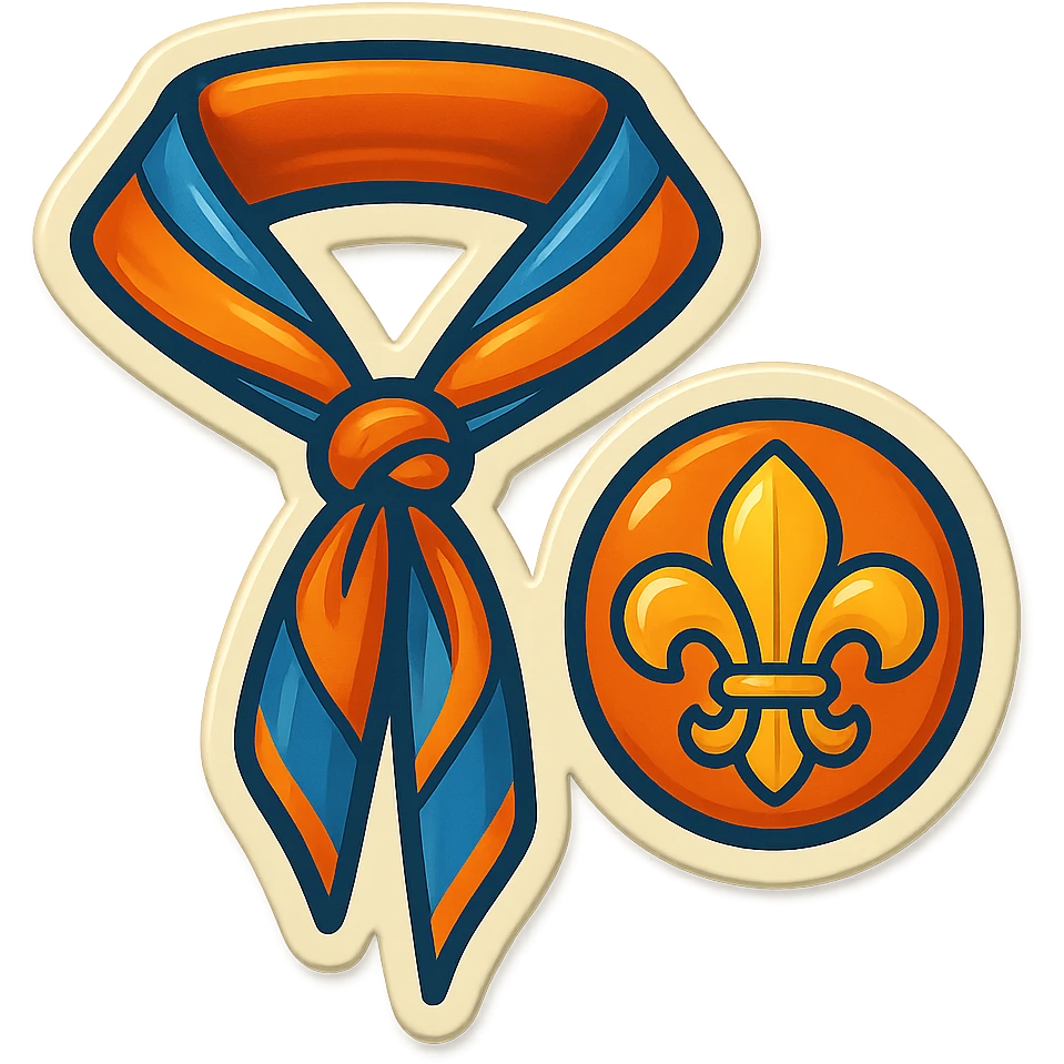 Emoji signe scout et foulard scout orange et bleu emoji