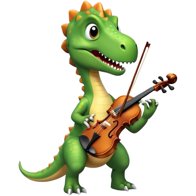 Dinosaur playing a violin emoji