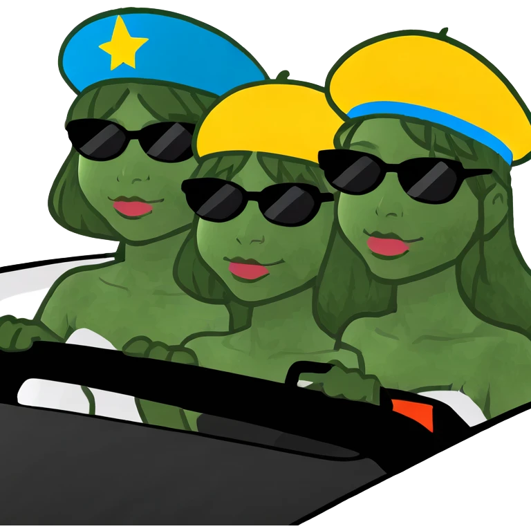 3 dark haired girls singing in a car emoji