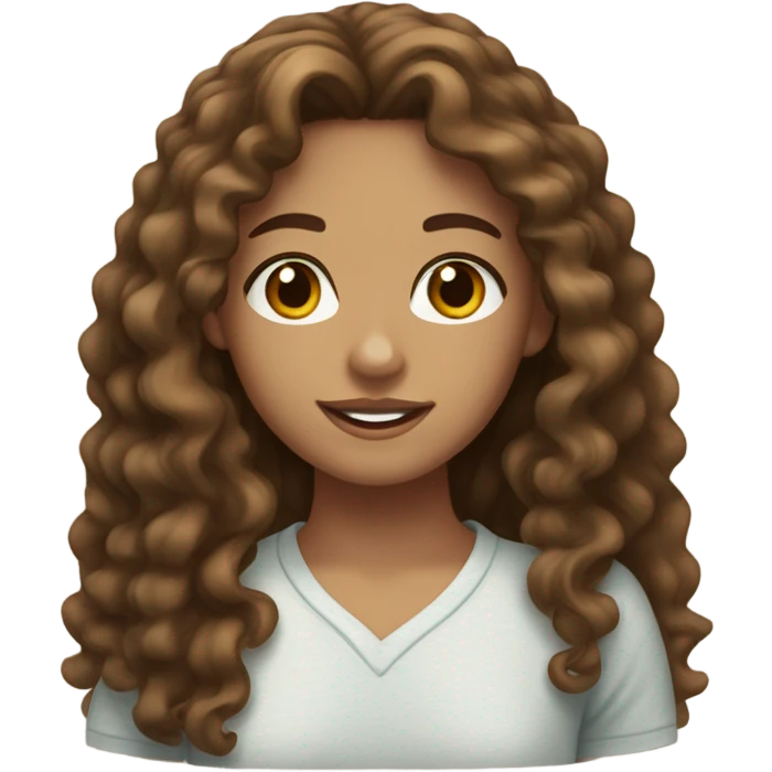 Tan skin girl with long curly brown hair with brown eyes and freckles emoji
