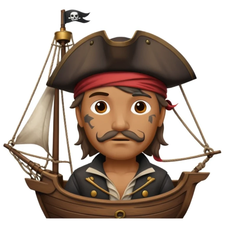 pirate sailing a ship in strome sea background emoji