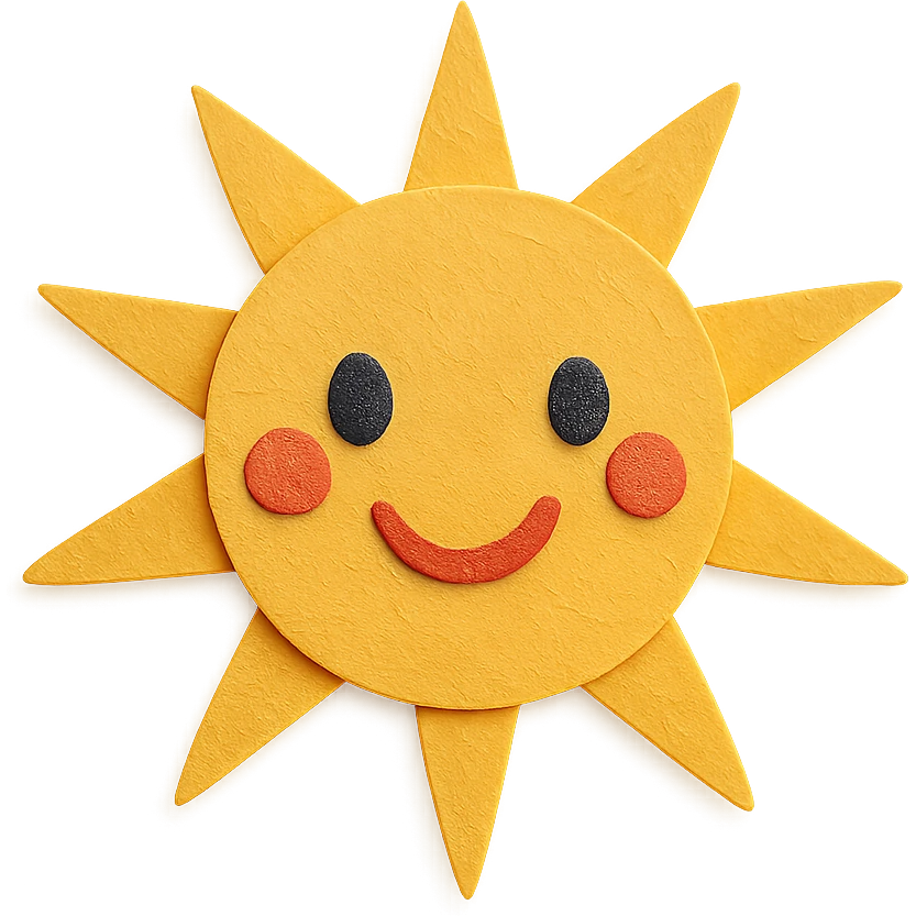 cheerful sun with rays in paper-craft style emoji