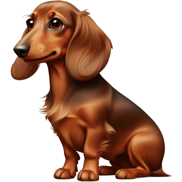 Long haired miniature dachshund brown red on Kneeboard  emoji