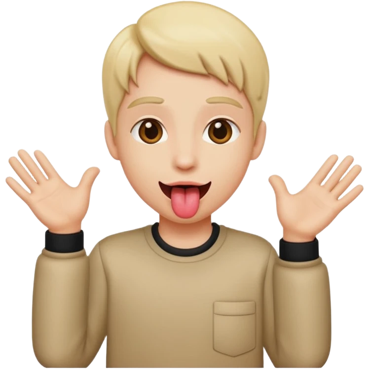 Tongue out with hands to the side emoji