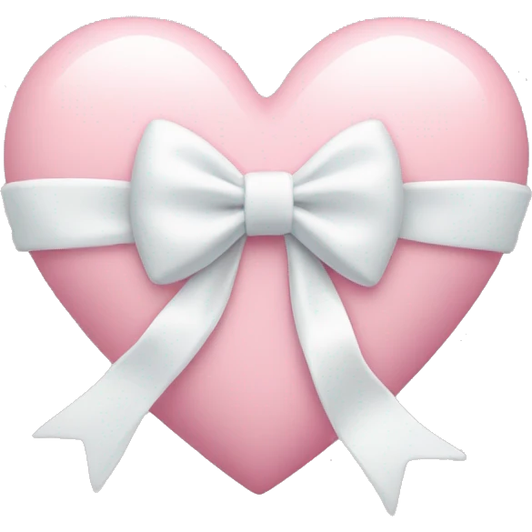 Pastel pink heart with white bow emoji