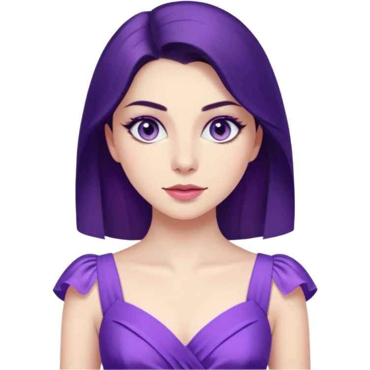 Demet özdemir as a character from game of thrones with lilac eyes and a purple dress. emoji