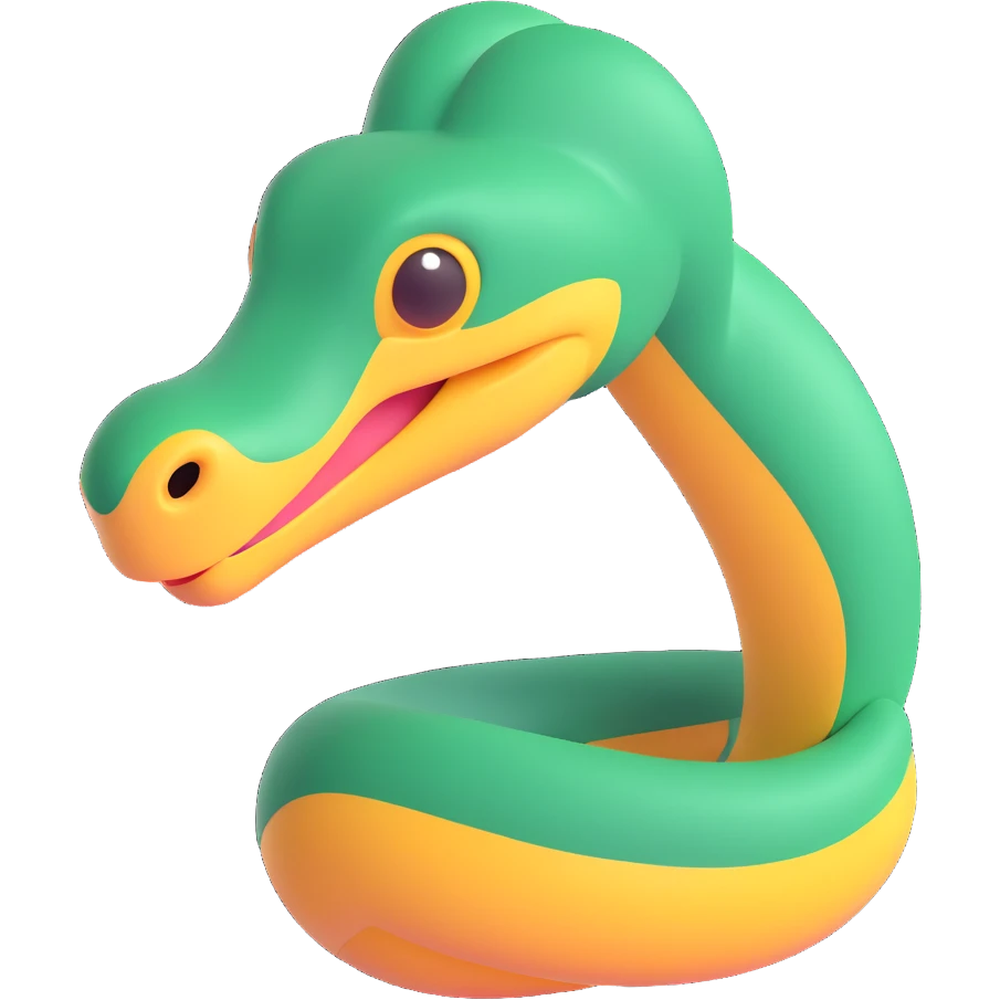 python regius detailed realistic,, full image flat  side profile 75% front facing full  design in 3d soft l centered composition 
cartoon style 140x140 pixels emoji