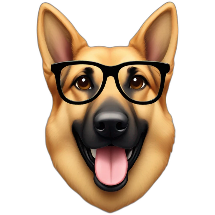 German shepherd dog with glasses emoji
