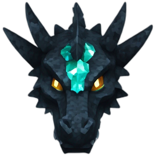 Minecraft Glitter Black Dragon Head With Diamond Horn emoji