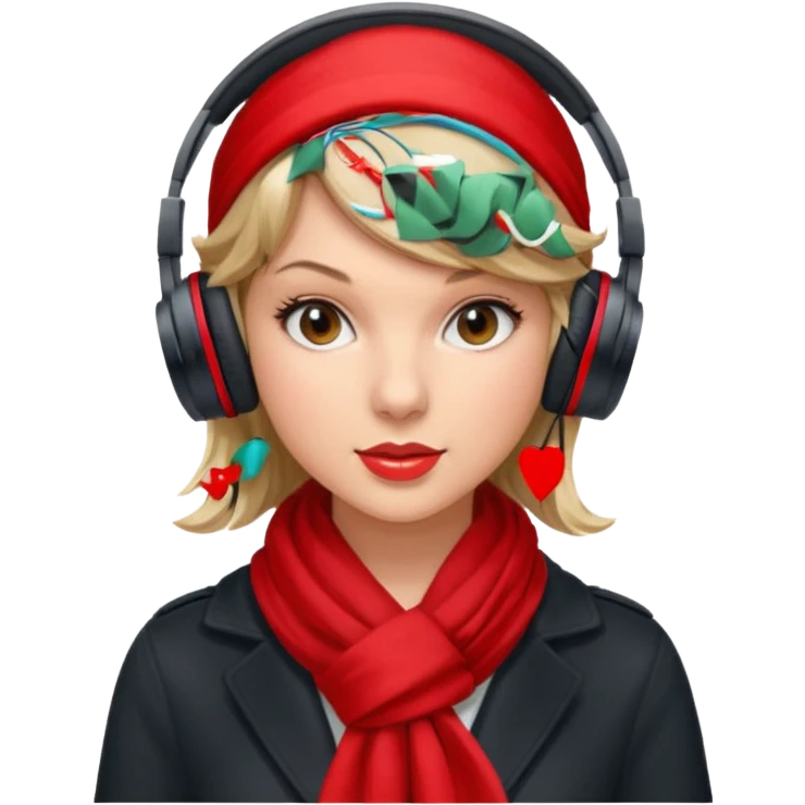 taylor swift with red scarf wearing headphones emoji