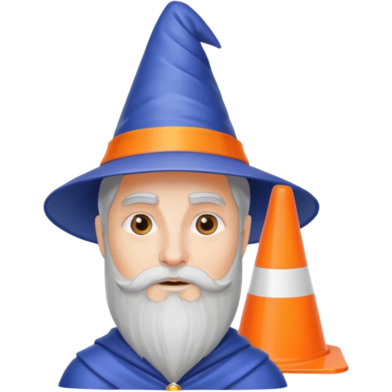 wizard with traffic cone instead of hat emoji