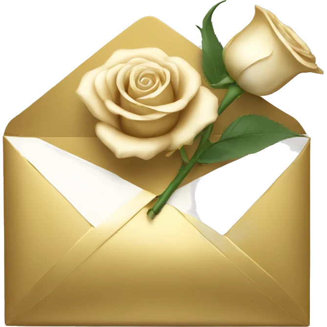 Elegant gold Envelope with a white rose emoji
