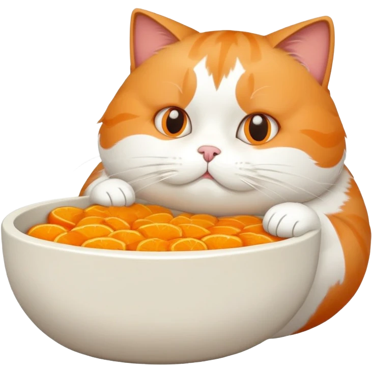 Fat cat eating from food bowl emoji