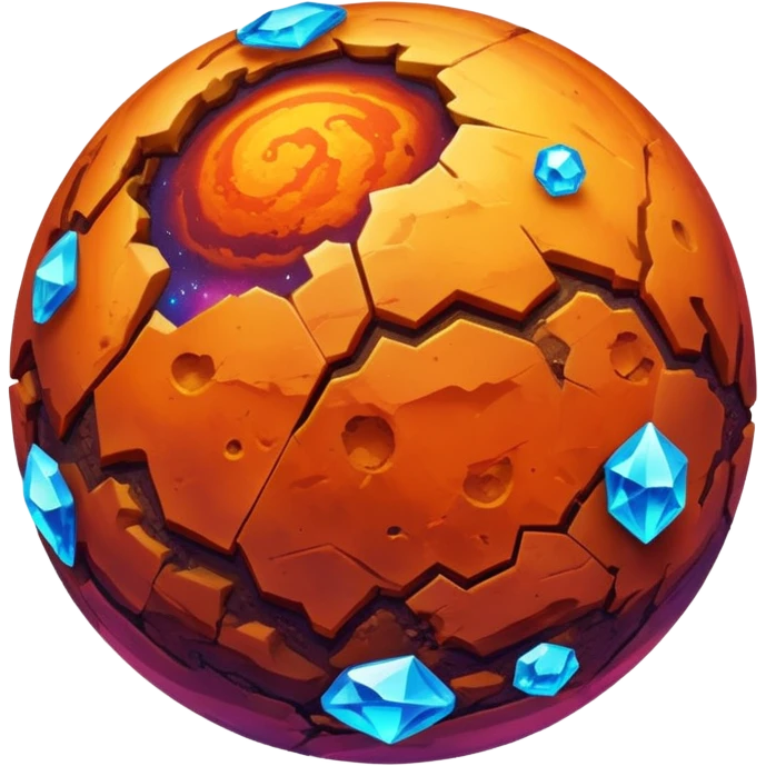 mars planet, surface covered in glowing crystals  emoji