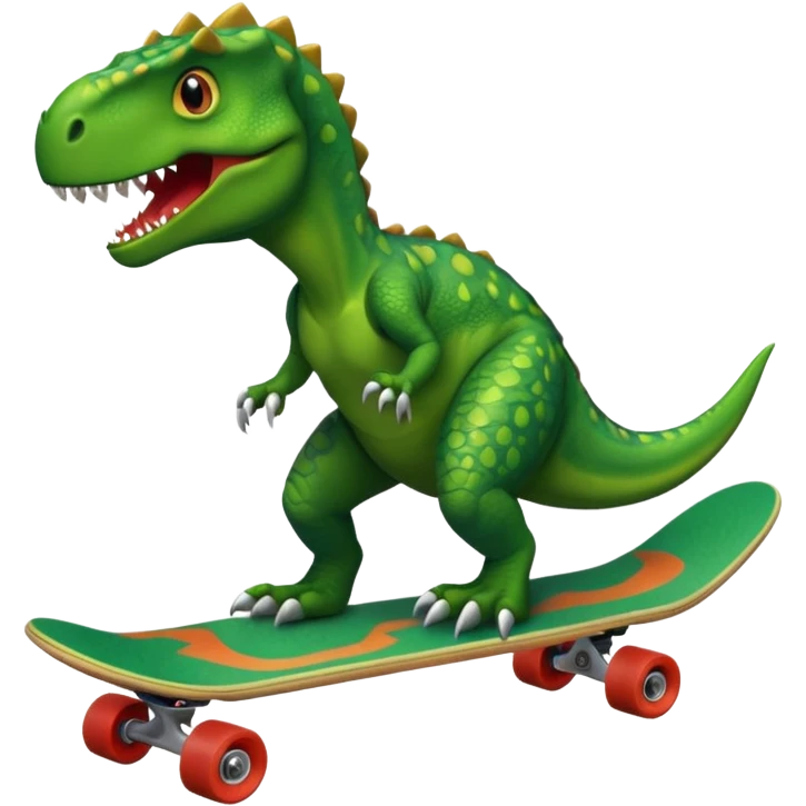 Dinosaur on a skateboard emoji