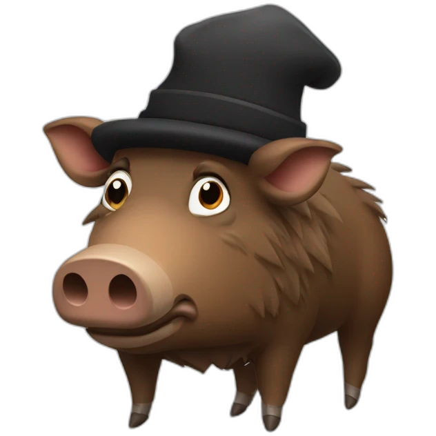 fullface sad brown boar with stubble in a black winter hat emoji