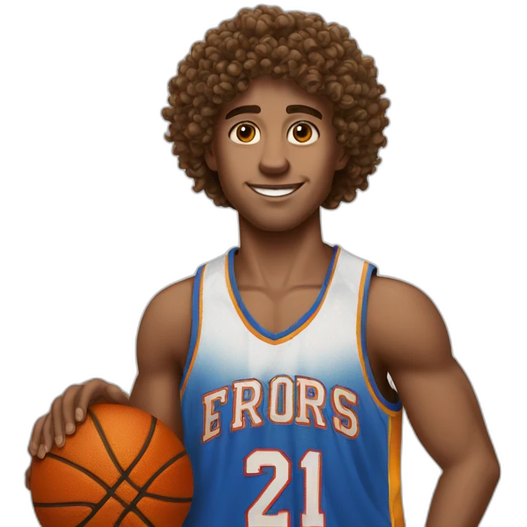 young basket ball curly hair emoji