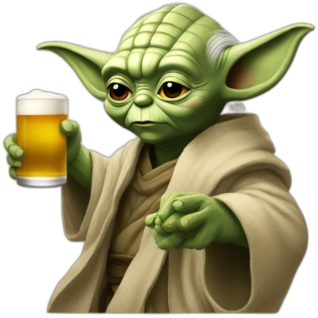 Yoda drinking tow beers emoji