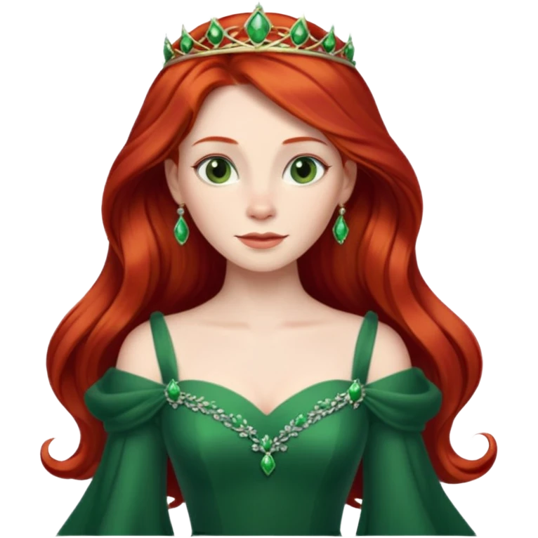 Princess Fiona human form, long red hair, elegant gown emoji